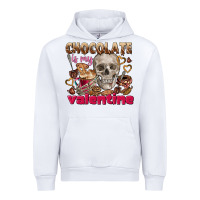 White Skull chocolate is my Valentine Urban Hoodie - FaDigitalArtStudio