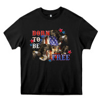 Black Born to be free 4th of july Heavy Core Tee - CowGirlArtShop