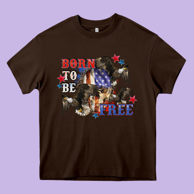 Born To Be Free 4th Of July Heavy Core Tee Designed By Cowgirlartshop