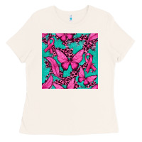 Pink Butterfly With Ribbon Cancer Ladies Tee | Teevron