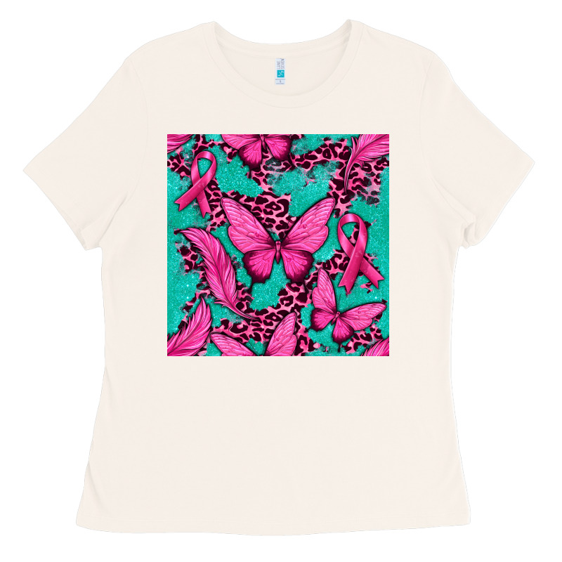 Pink Butterfly With Ribbon Cancer Ladies Tee by texasbilliewilder | Teevron