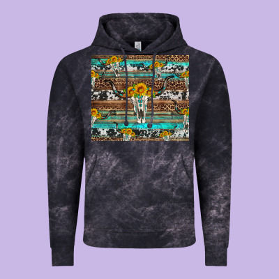 Longhorn Bull Skull Cowhide Leopard Turquoise Vintage Hoodie Designed By Artiststas