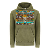 Vintage Olive longhorn bull skull cowhide leopard turquoise Vintage Hoodie - Artiststas