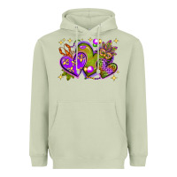 Matcha Mardi Gras hearts Heavyweight Hoodie - NancyCooperArtShop