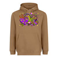 Toasted Coconut Mardi Gras hearts Heavyweight Hoodie - NancyCooperArtShop