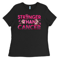 Black Stronger Than Cancer Ladies Tee - texasbilliewilder