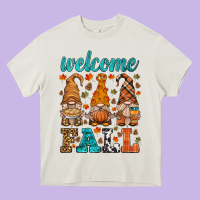 Welcome Fall Gnome Heavy Core Tee Designed By Hra Design Shop