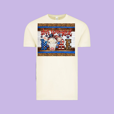 Western Star Spangled Baby Cow Vintage Tee Designed By Lillyallendesigns