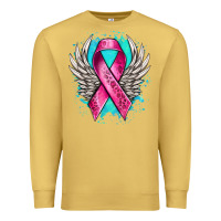 Antique Gold cancer ribbon with angel wings Premium Sweatshirt - NancyCooperArtShop