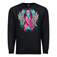 Black cancer ribbon with angel wings Premium Sweatshirt - NancyCooperArtShop