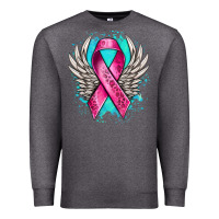 Charcoal Heather cancer ribbon with angel wings Premium Sweatshirt - NancyCooperArtShop