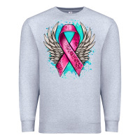 Heather Grey cancer ribbon with angel wings Premium Sweatshirt - NancyCooperArtShop