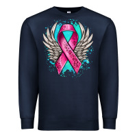 Navy cancer ribbon with angel wings Premium Sweatshirt - NancyCooperArtShop