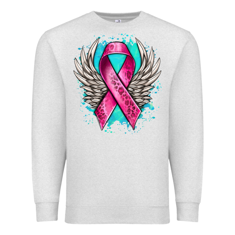 Cancer Ribbon With Angel Wings Premium Sweatshirt by NancyCooperArtShop | Teevron