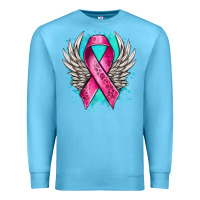 Ocean Blue cancer ribbon with angel wings Premium Sweatshirt - NancyCooperArtShop