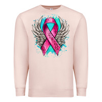 Pale Pink cancer ribbon with angel wings Premium Sweatshirt - NancyCooperArtShop