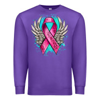 Purple cancer ribbon with angel wings Premium Sweatshirt - NancyCooperArtShop