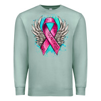 Seafoam cancer ribbon with angel wings Premium Sweatshirt - NancyCooperArtShop