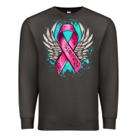 Smoke cancer ribbon with angel wings Premium Sweatshirt - NancyCooperArtShop