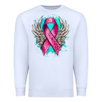 White cancer ribbon with angel wings Premium Sweatshirt - NancyCooperArtShop