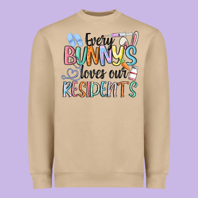 Every Bunny Loves Our Residents Heavyweight Sweatshirt Designed By Maliassmallbusiness