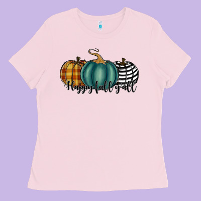 Happy Fall Y'all Pumkins Ladies Tee Designed By Ranaportraitstore
