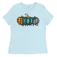 Baby Blue happy fall y'all pumkins Ladies Tee - RanaPortraitStore
