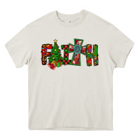 Cream christmas faith with cross Heavy Core Tee - CowhideDigitalArt