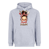 Heather Grey Baseball Mom Messy Bun Heavyweight Hoodie - texasbilliewilder