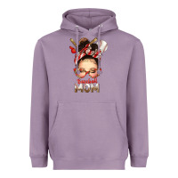 Lavender Baseball Mom Messy Bun Heavyweight Hoodie - texasbilliewilder