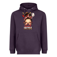 Plum Baseball Mom Messy Bun Heavyweight Hoodie - texasbilliewilder