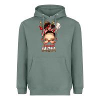 Sage Baseball Mom Messy Bun Heavyweight Hoodie - texasbilliewilder