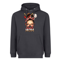Smoke Baseball Mom Messy Bun Heavyweight Hoodie - texasbilliewilder