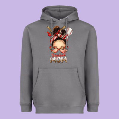 Baseball Mom Messy Bun Heavyweight Hoodie Designed By Texasbilliewilder