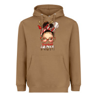 Toasted Coconut Baseball Mom Messy Bun Heavyweight Hoodie - texasbilliewilder