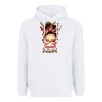 White Baseball Mom Messy Bun Heavyweight Hoodie - texasbilliewilder