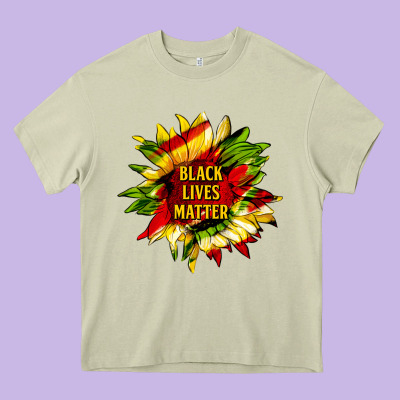 Black Lives Matter Sunflower Heavy Core Tee Designed By Hra Design Shop