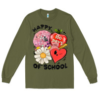 Army Green happy 100 days of school Long Sleeve Tee - MaliasSmallBusiness