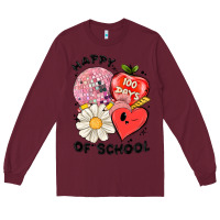 Burgundy happy 100 days of school Long Sleeve Tee - MaliasSmallBusiness