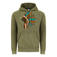 Vintage Olive native american indian headdress Vintage Hoodie - Artiststas