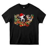 Black Christmas Joy Cow Heavy Core Tee - CowhideDigitalArt