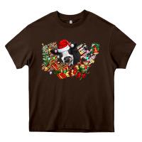 Chocolate Brown Christmas Joy Cow Heavy Core Tee - CowhideDigitalArt