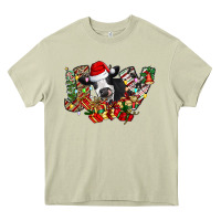 Mossy Christmas Joy Cow Heavy Core Tee - CowhideDigitalArt