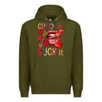 Army Green Cupid can suck it Valentine'S Day Premium Hoodie - HowdyJamesFarm