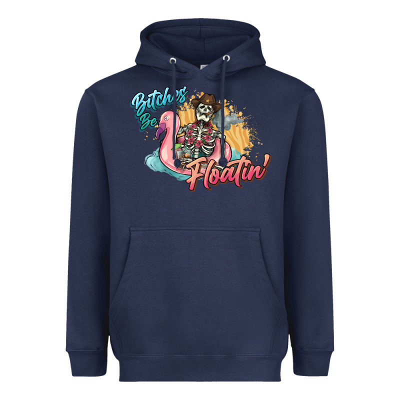 Bitches Be Floatin' Skeleton Summer Heavyweight Hoodie by NancyCooperArtShop | Teevron