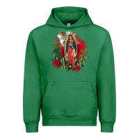 Emerald Our Lady Of Guadalupe Mexican Flag Cactus Roses Urban Hoodie - FaDigitalArtStudio