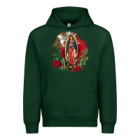 Forest Green Our Lady Of Guadalupe Mexican Flag Cactus Roses Urban Hoodie - FaDigitalArtStudio