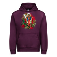 Mauve Wine Our Lady Of Guadalupe Mexican Flag Cactus Roses Urban Hoodie - FaDigitalArtStudio