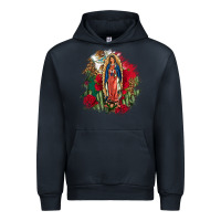Navy Our Lady Of Guadalupe Mexican Flag Cactus Roses Urban Hoodie - FaDigitalArtStudio
