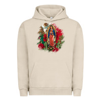 Pigment French Oak Our Lady Of Guadalupe Mexican Flag Cactus Roses Urban Hoodie - FaDigitalArtStudio